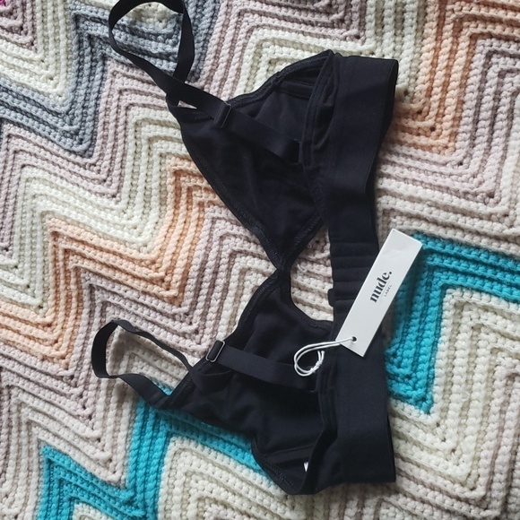 Nude. Label CUT OUT BRA WIDE STRAP - GOTS COTTON black xs nwt - Picture 2 of 7